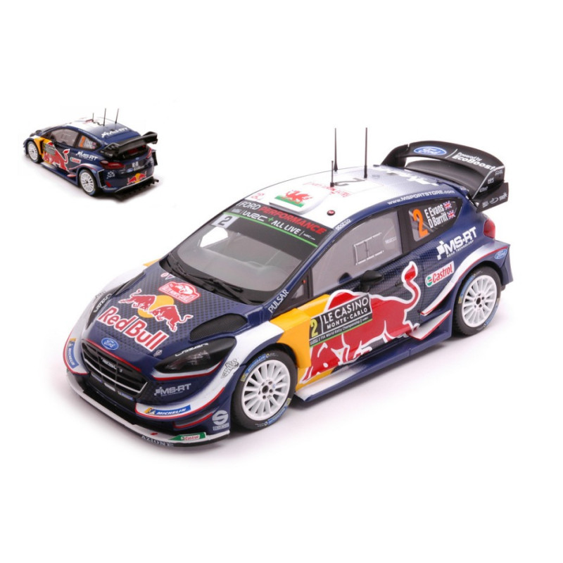 1:24 Ixo Model Ford Fiesta WRC N2 RED Bull Rally Monte Carlo 2018 Evansw/barritt