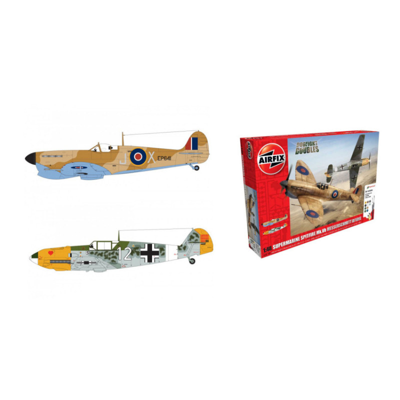 1:48 Airfix Supermarine Spitfire Mkvb + Messerschmitt BF109E SET Pz.2 KIT