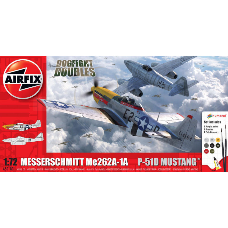 1:72 Airfix Messerschmitt ME262 AND P51D Mustang Dogfight Double KIT