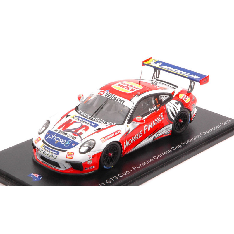 1:43 Spark Porsche 911 GT3 N7 Carrera CUP Australia Champion J.evans