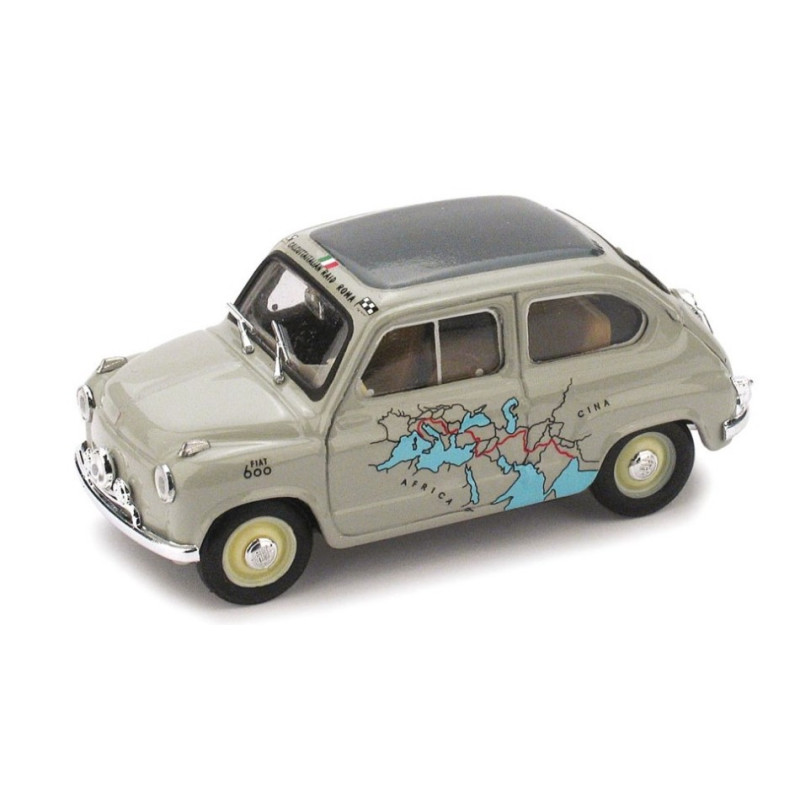 1:43 Brumm Fiat 600 Raid Calcutta roma 1955 Km 13260 Martignoni rabezzana