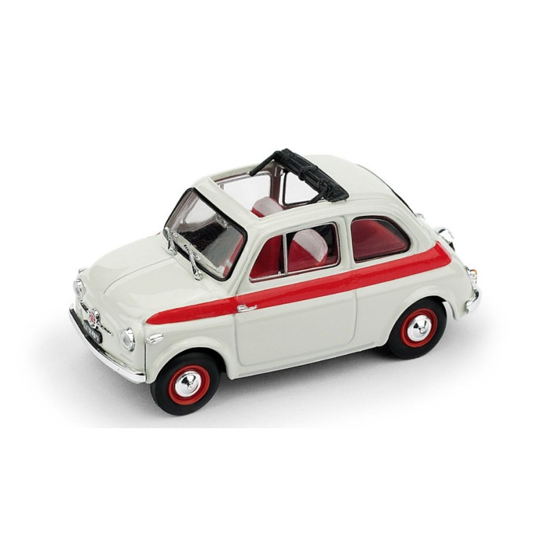 1:43 Brumm Fiat 500 1959 Tetto Apribile Sport 2a Serie Aperta Bianco/rosso