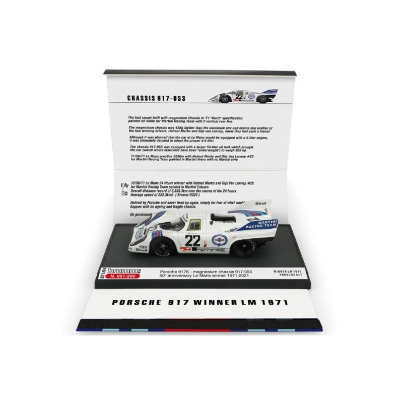 1:43 Brumm Porsche 917K Martini N22 Winner LM 1971 Marko van Lennep