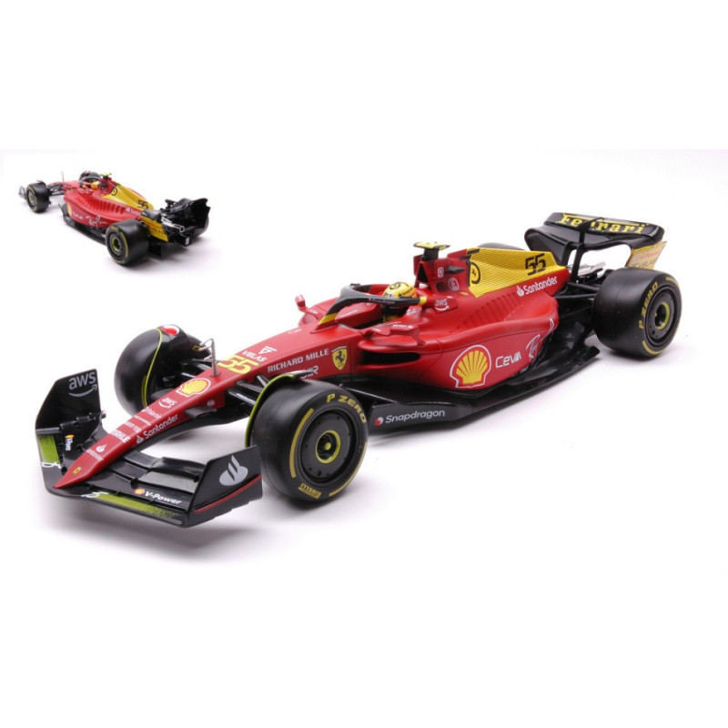 1:18 Burago Ferrari F1 75 N55 Carlos Sainz  Monza 2022 75th Anniv.w/helmet