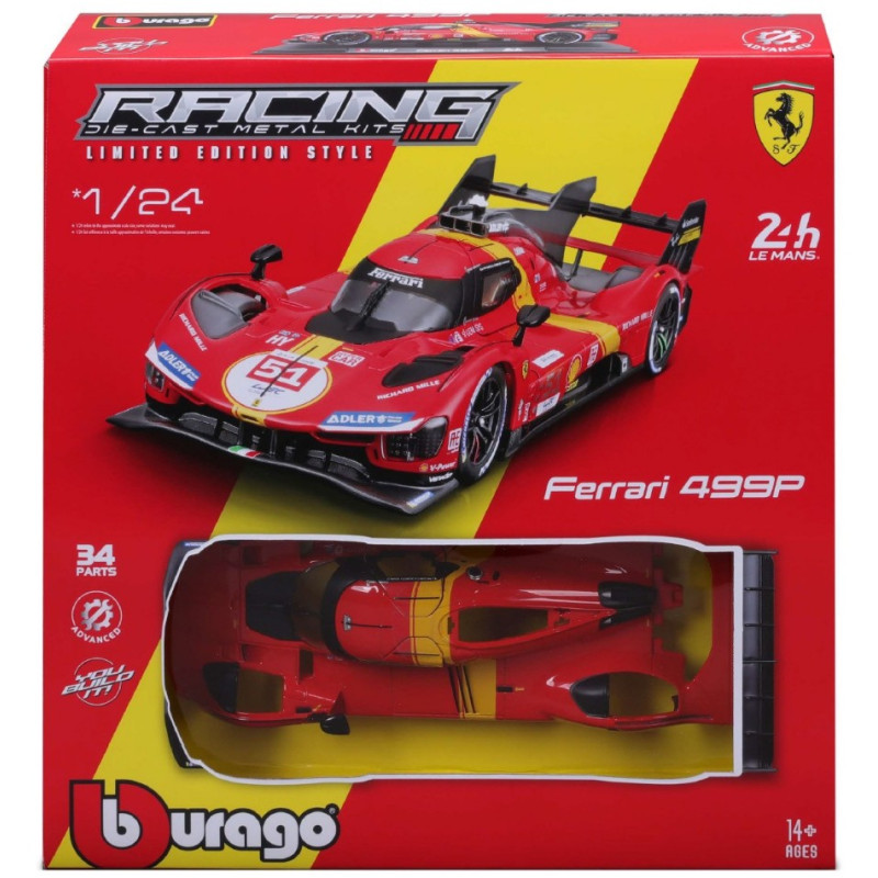 1:24 Burago Ferrari 499P N51 1st 24H LM 2023 Calado giovinazzi p.guidi KIT