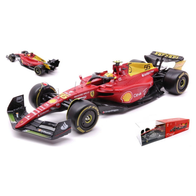 1:24 Burago Ferrari F1 75 N55 Carlos Sainz Monza 2022 75th Anniv.w/hard Case