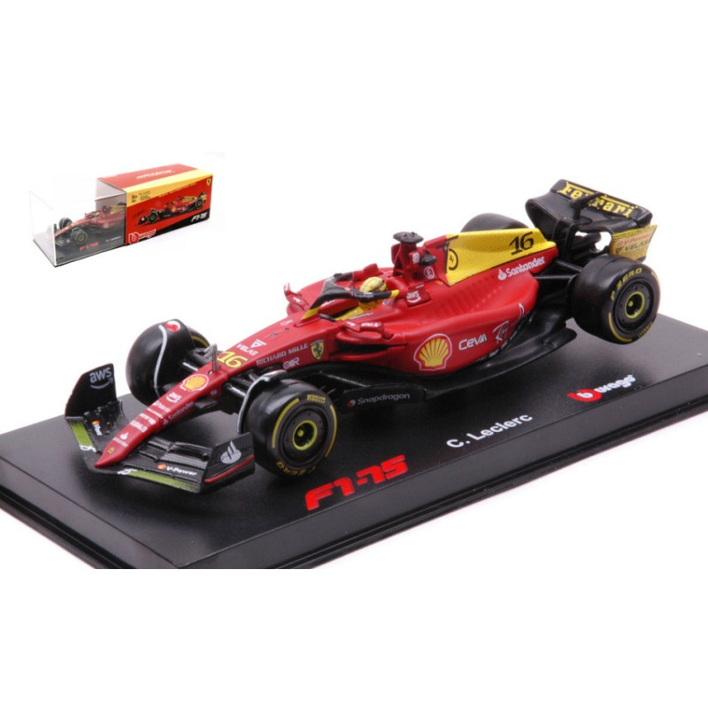 1:43 Burago Ferrari F1 75 N16 Charles Leclerc Monza 2022 75th Anniv.signature