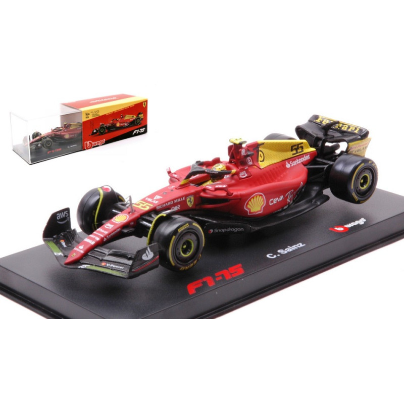 1:43 Burago Ferrari F1 75 N55 2022 Carlos Sainz Monza GP Signature