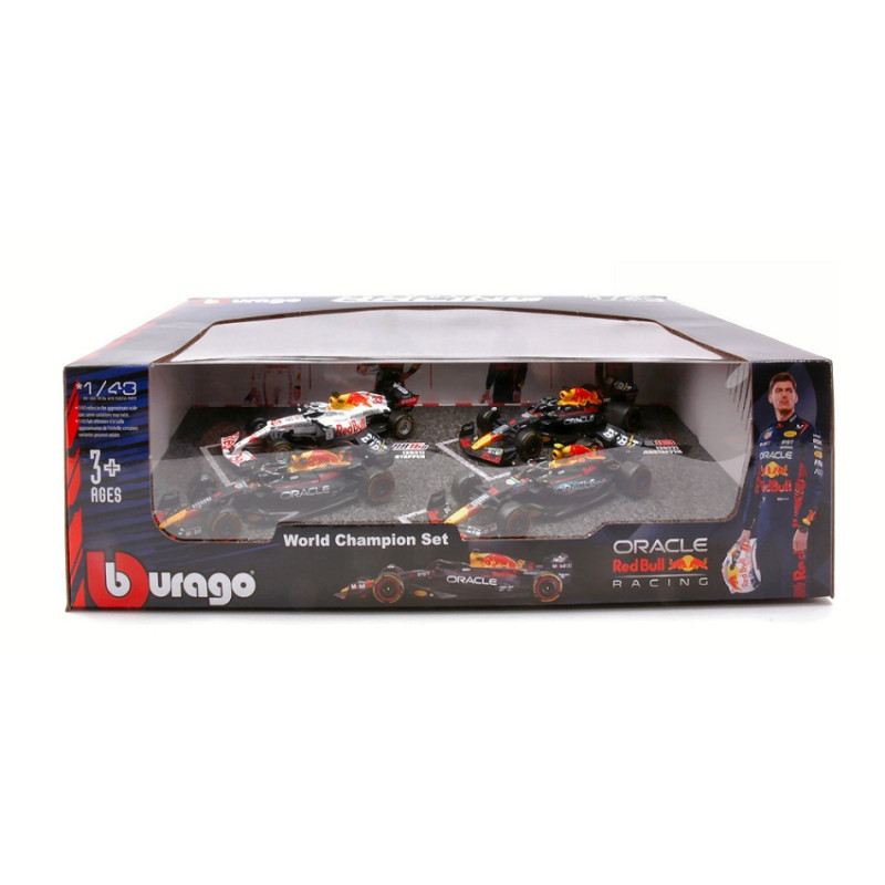 1:43 Burago SET RED Bull RB16B N33 + RB18 N1 + RB19 N1 + RB19 N11