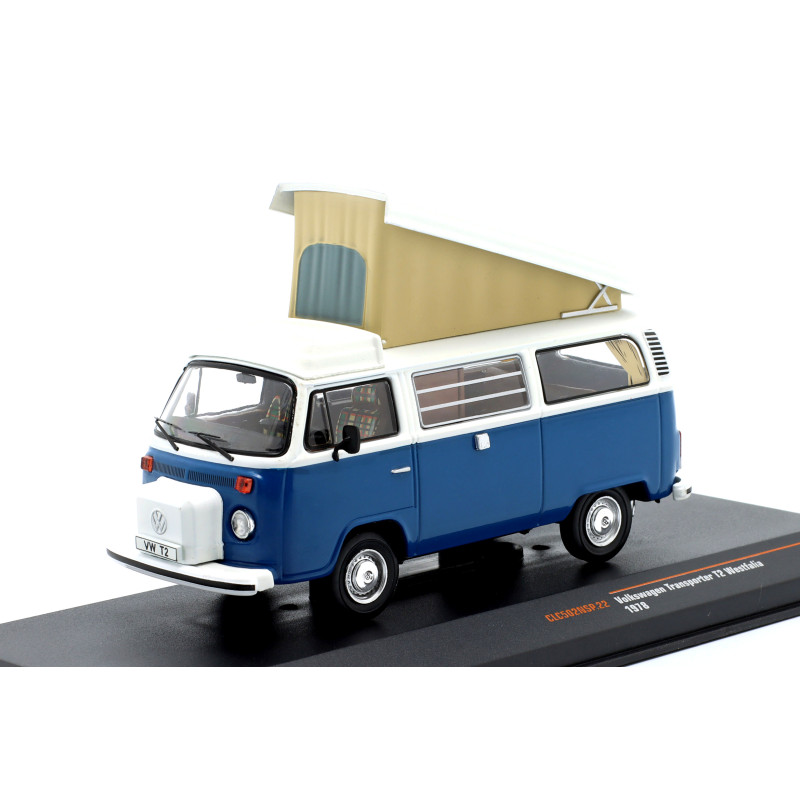 1:43 Ixo Model VW T2 Westfalia 1978 Blu/bianco