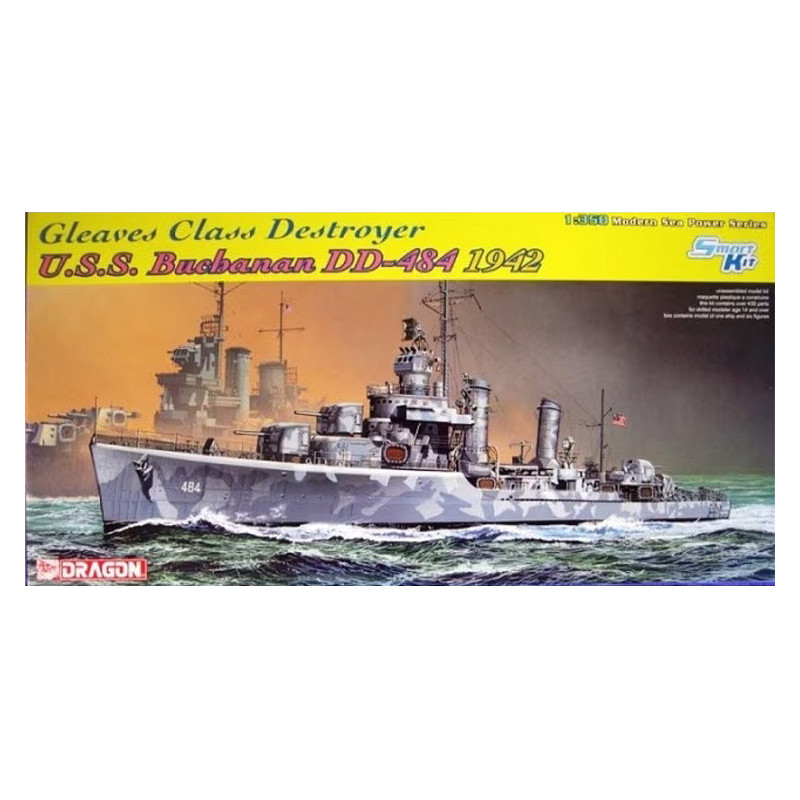 Dragon U.s.s. Buchanan DD 484 Gleaves Class Destroyer 1942 KIT 1:350