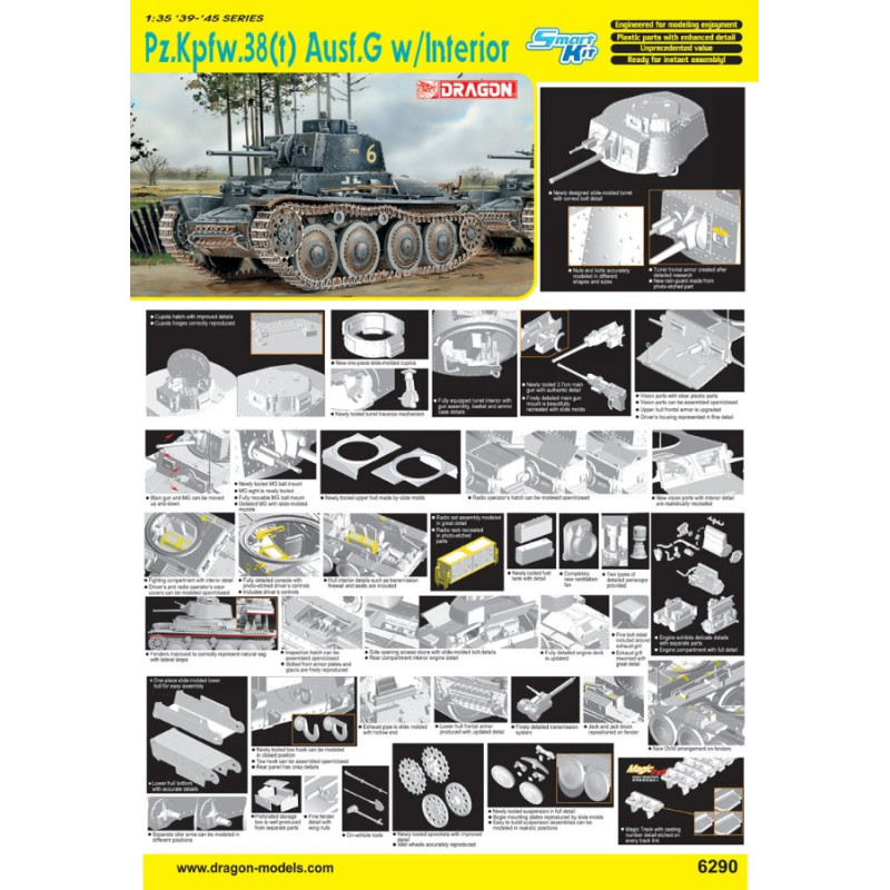 1:35 Dragon PZ.KPFW.38(t) Ausf.g W/interior KIT