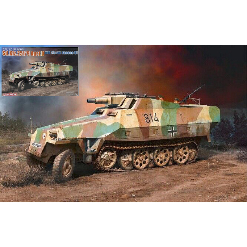 1:35 Dragon SD.KFZ.251/9 Ausf.d MIT 7,5 cm Kanone 51 KIT