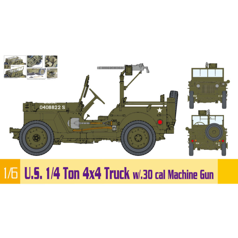 1:6 Dragon U.s. 1/4 TON 4x4 Truck W/.30 CAL Machine GUN KIT