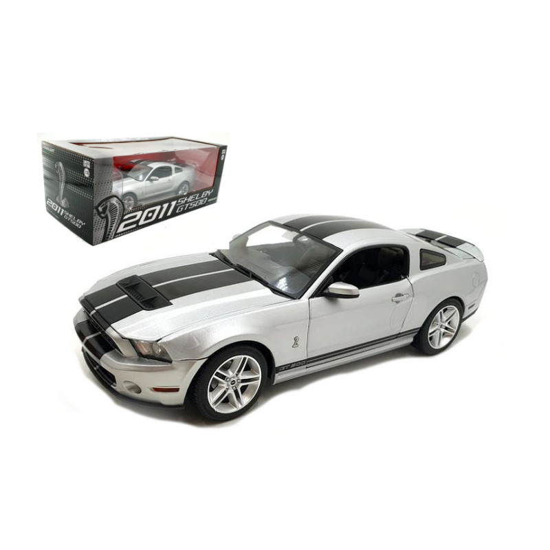 1:18 Greenlight Shelby GT500 2011 Ingot Argento With Nero Stripes