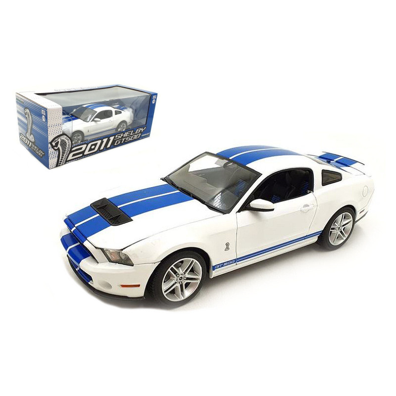 1:18 Greenlight Shelby GT500 2011 Performance Bianco With Grabber Blu Stripes