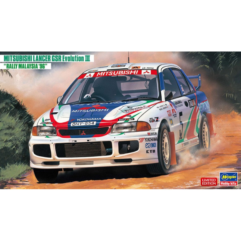 1:24Hasegawa Mitsubishi Lancer GSR EVO III Rally Malaysia 1996 KIT