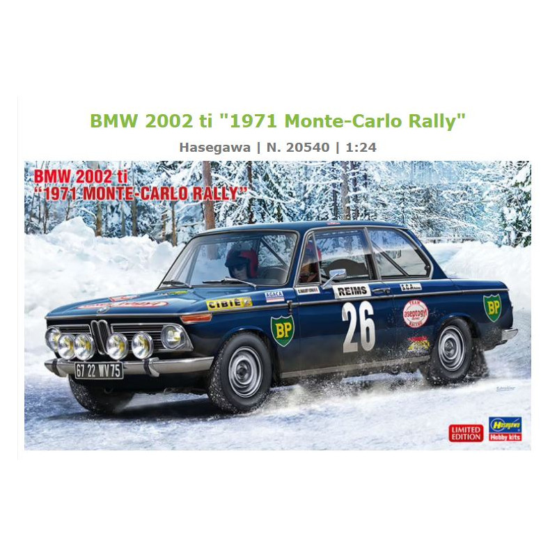 1:24Hasegawa BMW 2002 Ti 1971 Monte Carlo Rally KIT