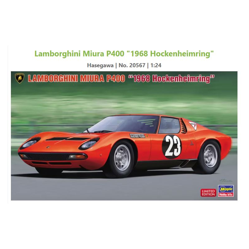 1:24Hasegawa Lamborghini Miura P400 N23 Hockenheimring 1968 KIT