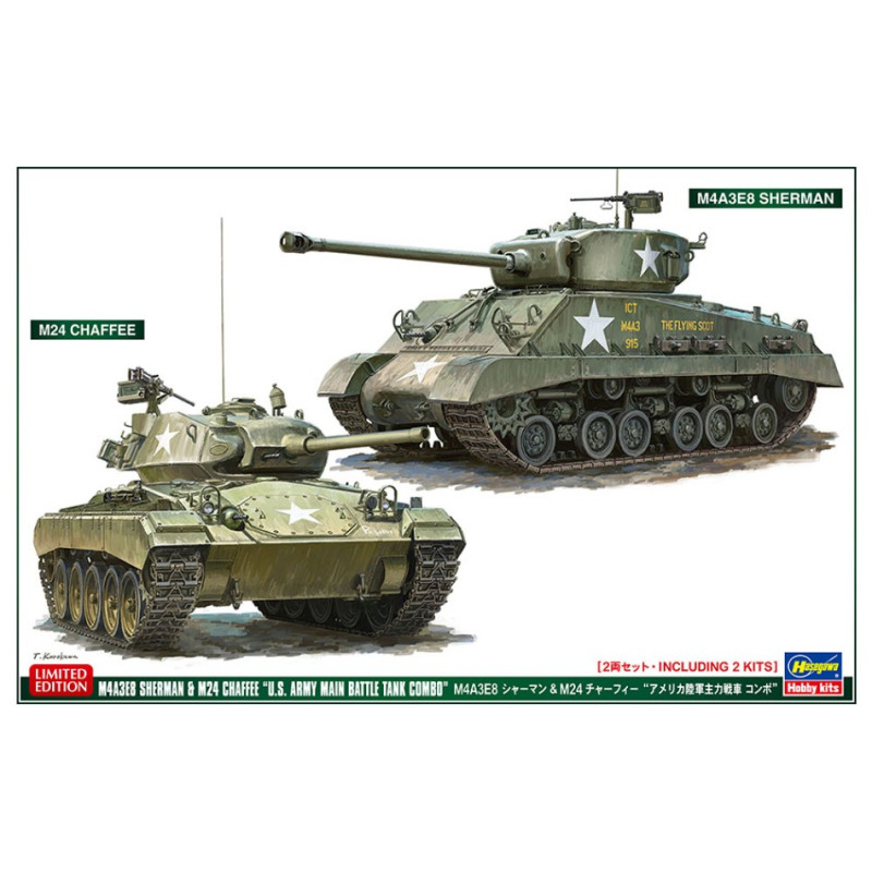 1:72 Hasegawa M4A3E8 Sherman & M24 Chaffee 2 Kits IN BOX KIT