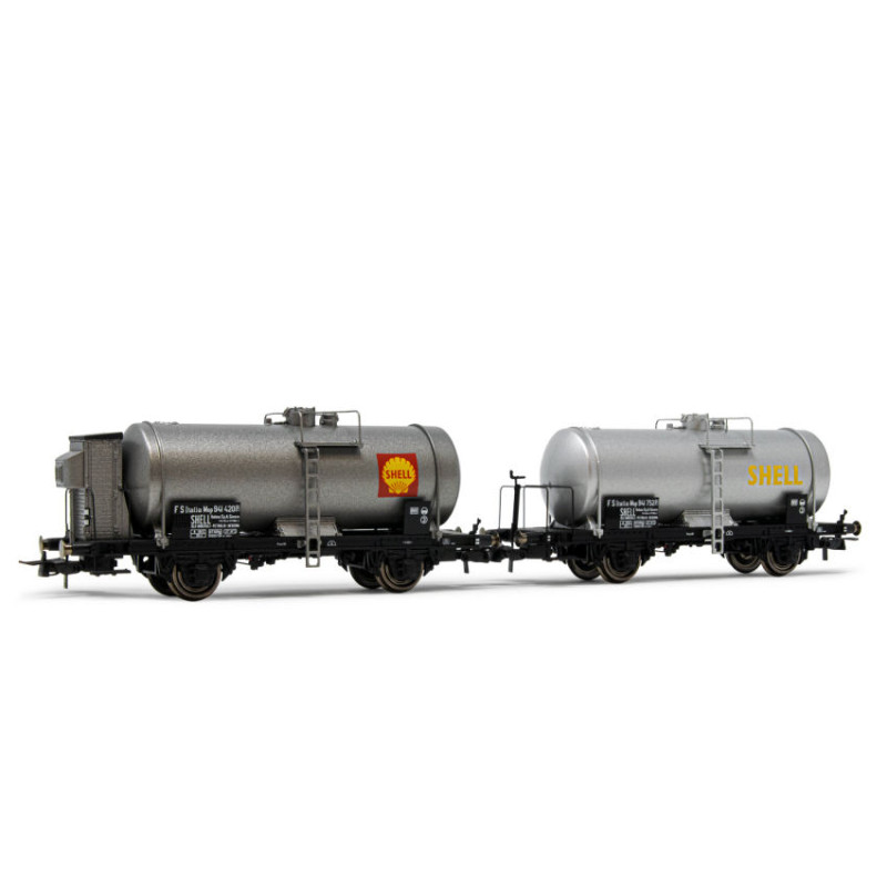 1:87 Rivarossi FS 2 UNIT Pack 2 AXLES Tank Wagons BIG Tank Argento Shell Ep.iii