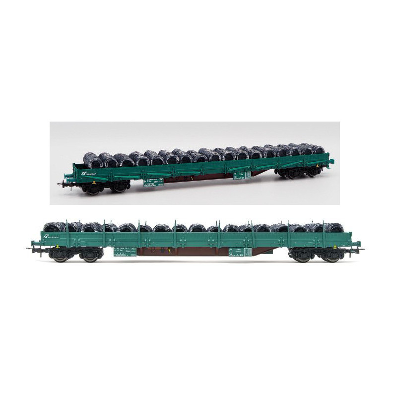 1:87 Rivarossi FS 4 AXLE Stake Wagon Wagon Type RES Verde Livery Loaded Ep.vi