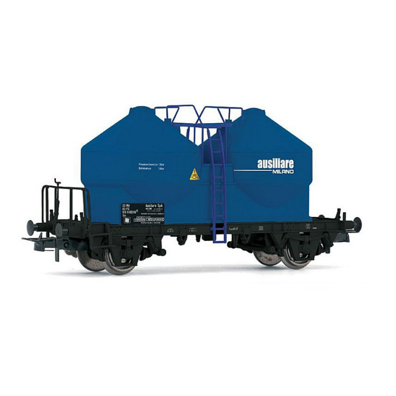 1:87 Rivarossi FS 2 AXLE Silo Wagon 2 Domes Ausiliare Blu Livery Ep.iv