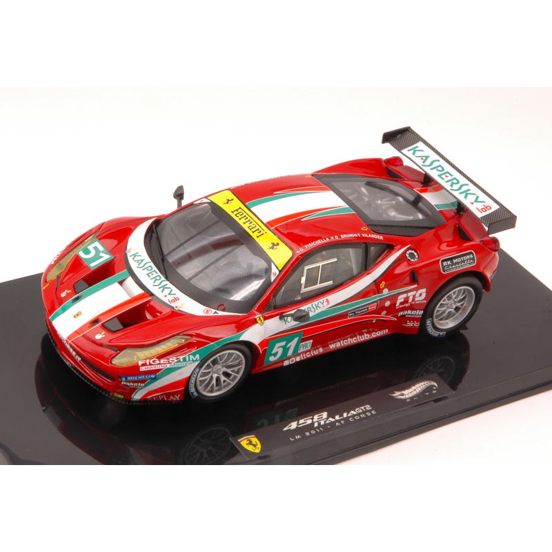 1:43 Hot Wheels Ferrari 458 Italia GT2 N51 13th LM 2011 Fisichella bruni vilander