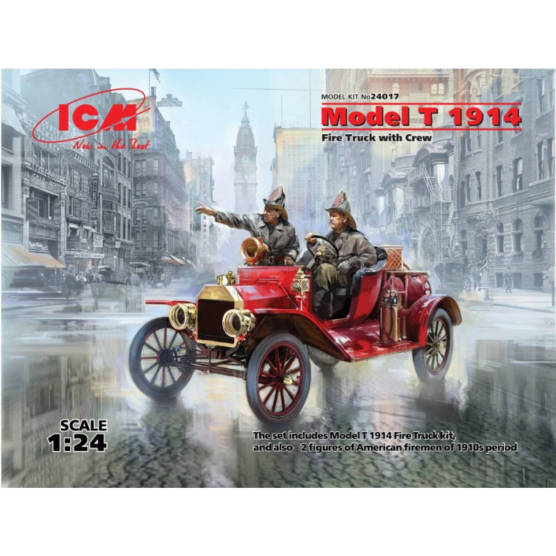 1:24 ICM Model T 1914 Fire Truck With Crew KIT