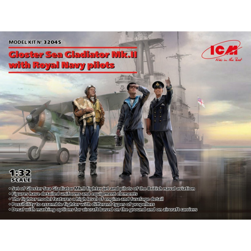 1:32 ICM Gloster SEA Gladiator Mk.ii With Royal Navy Pilots KIT