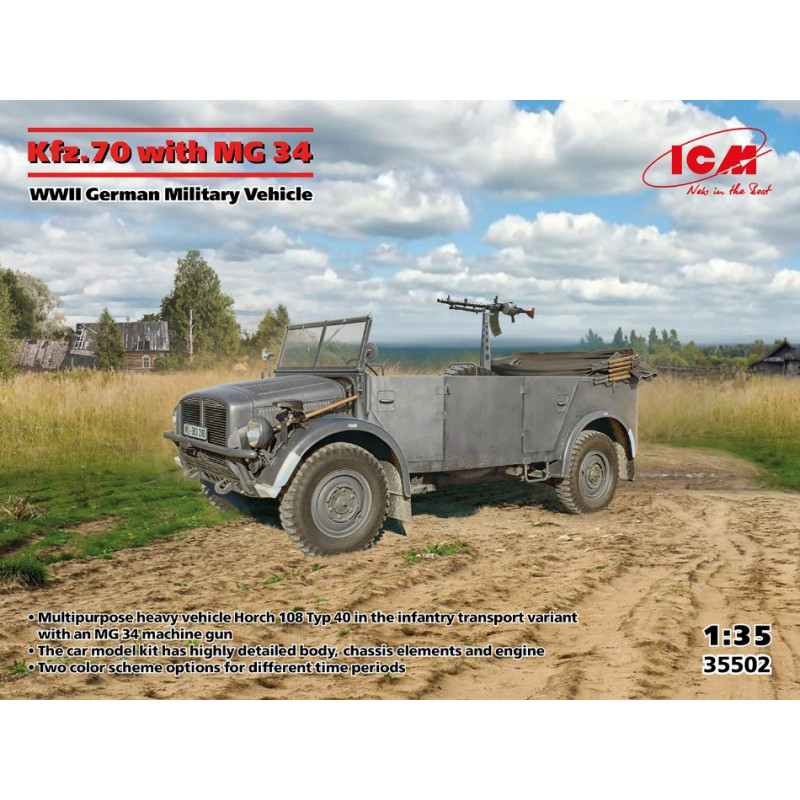 1:35 ICM KFZ.70 With MG 34 Wwii German Military Vehicle KIT