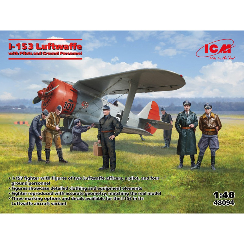 1:48 ICM Soviet I 153 With Lutwaffe Pilots AND Ground Personnel KIT