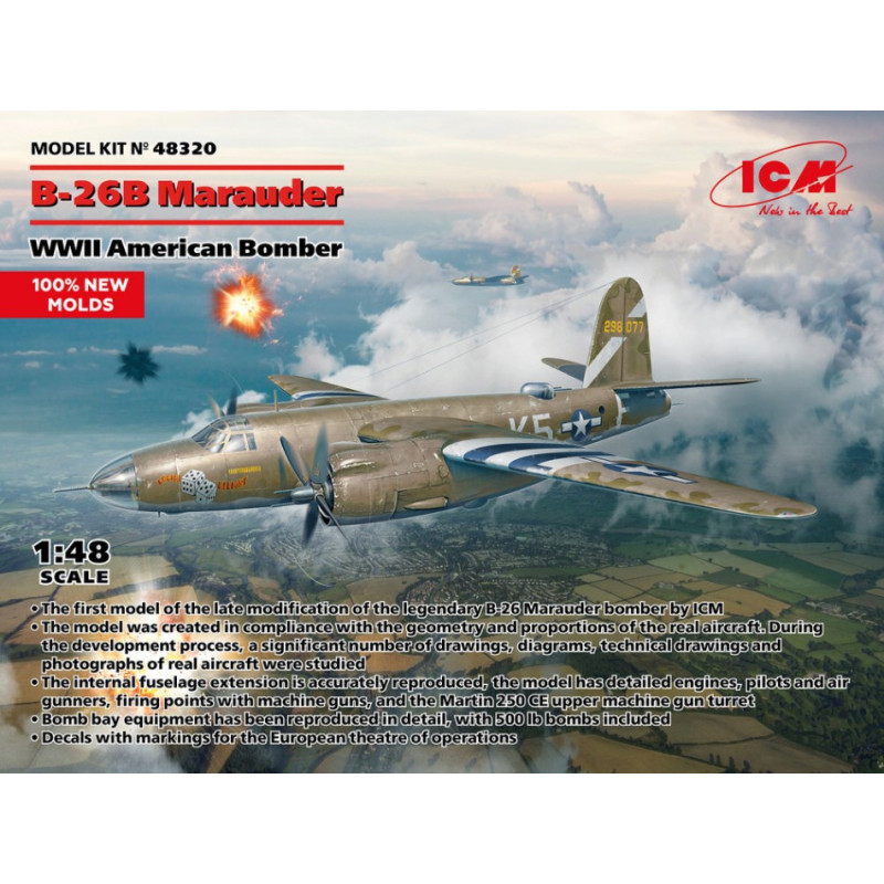 1:48 ICM B 26B Marauder Wwii American Bomber KIT