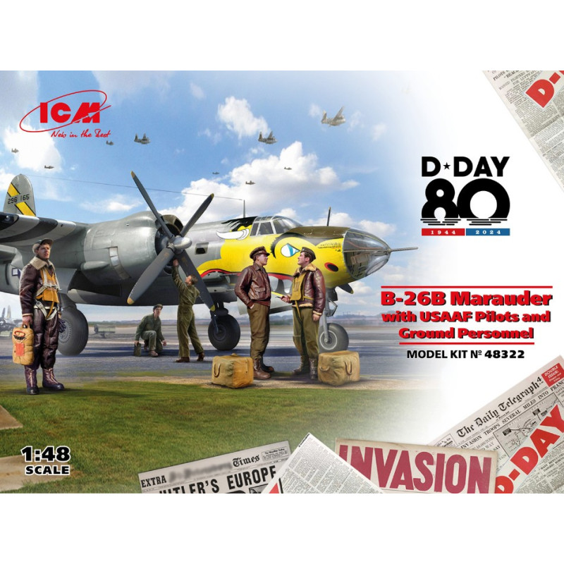 1:48 ICM B 26B Marauder With Usaaf Pilots AND Ground Personnell KIT