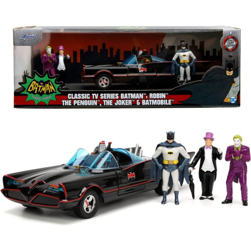 1:24 Jada Toys Batmobile 1966 With Figure Batman, Robin, THE Penguin, THE Joker