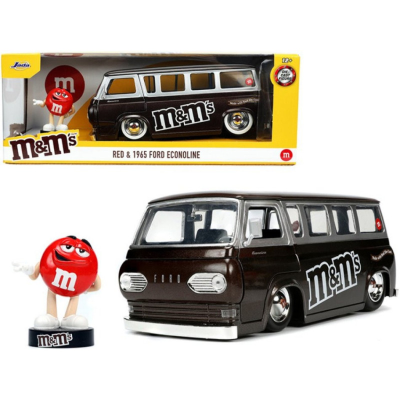 1:24 Jada Toys Ford Econoline With Rosso Figure M&m's 1965 Marrone