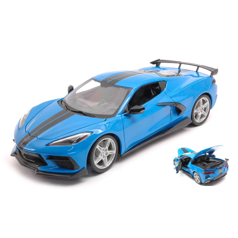 1:18 Maisto Chevrolet Corvette Stingray (high Wing) 2020 Blu