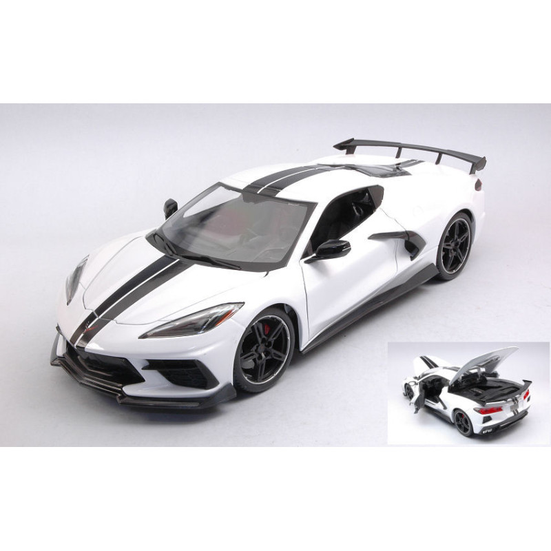 1:18 Maisto Chevrolet Corvette Stingray (high Wing) 2020 Bianco