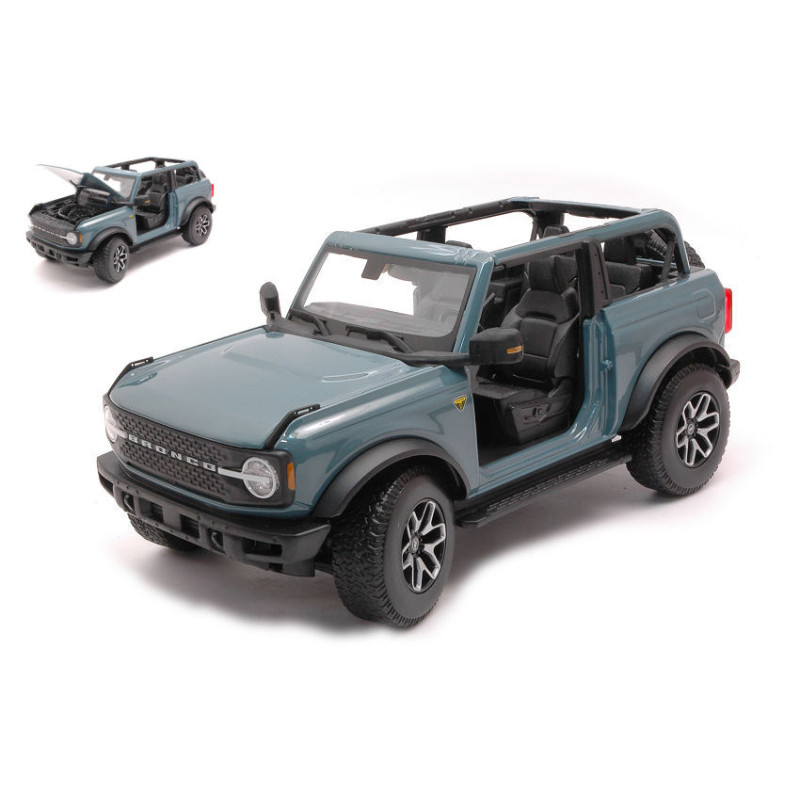 1:18 Maisto Ford Bronco Badlands NO Door 2021 Blu Chiaro