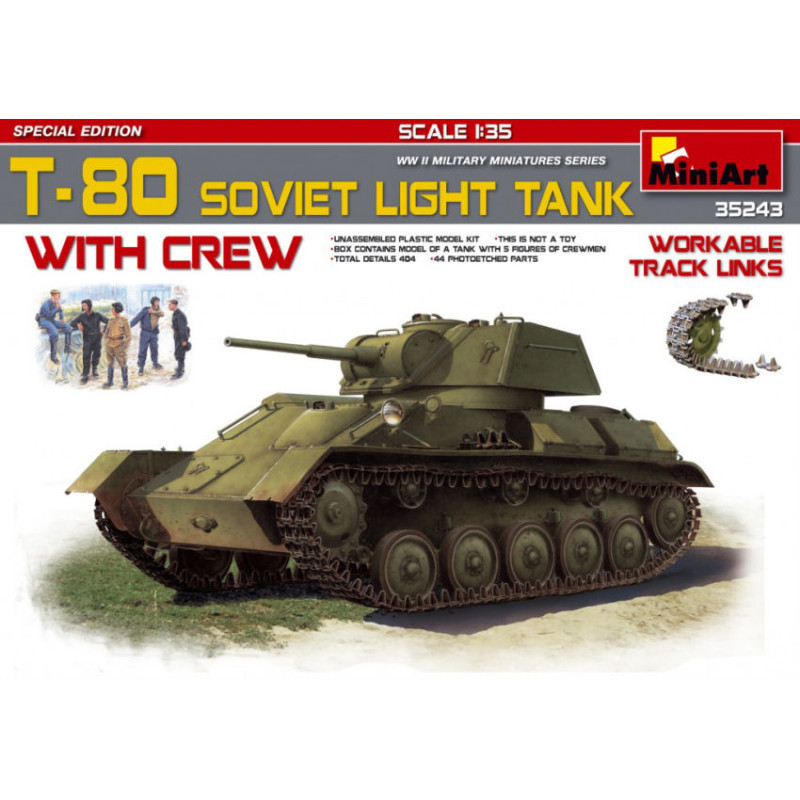 1:35 Miniart T 80 Soviet Chiaro Tank W/crew KIT