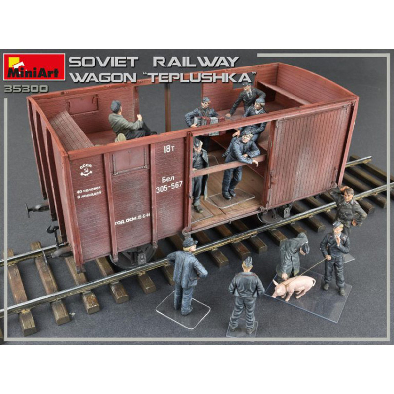 1:35 Miniart Soviet Railway Wagon Teplushka KIT