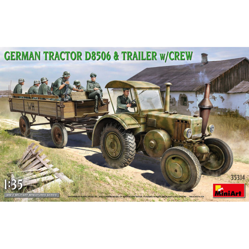 1:35 Miniart German Tractor D8506 With Trailer & Crew KIT