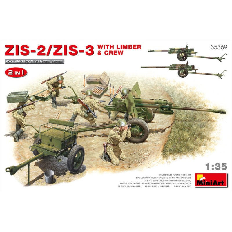 1:35 Miniart ZIS 2/ZIS 3WITH Limber & Crew 2 IN 1 KIT