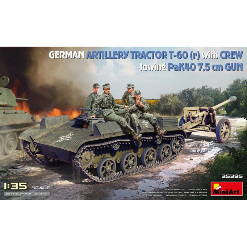 1:35 Miniart German Artillery Tractor T 60 (r) W/PAK40 GUN & Crew KIT