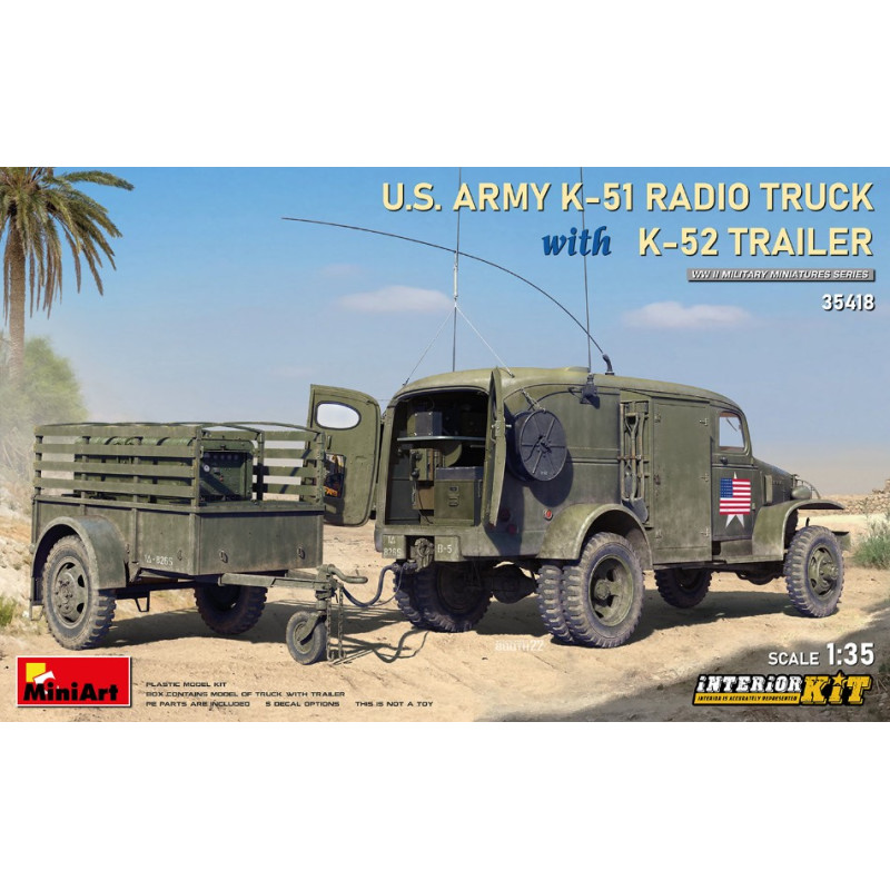 1:35 Miniart US Army K 51 Radio Truck W/K 52 Trailer Interior KIT