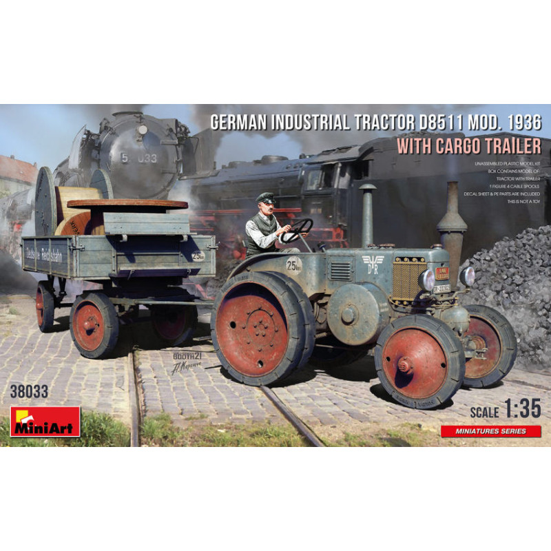 1:35 Miniart German Industrial Tractor D8511 MOD.1936 W/cargo Trailer KIT