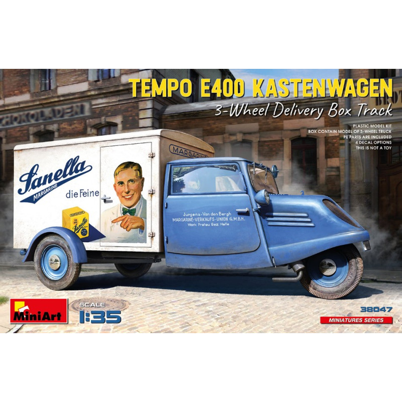 1:35 Miniart Tempo E400 Kastenwagen 3 WHEEL Delivery BOX Track KIT