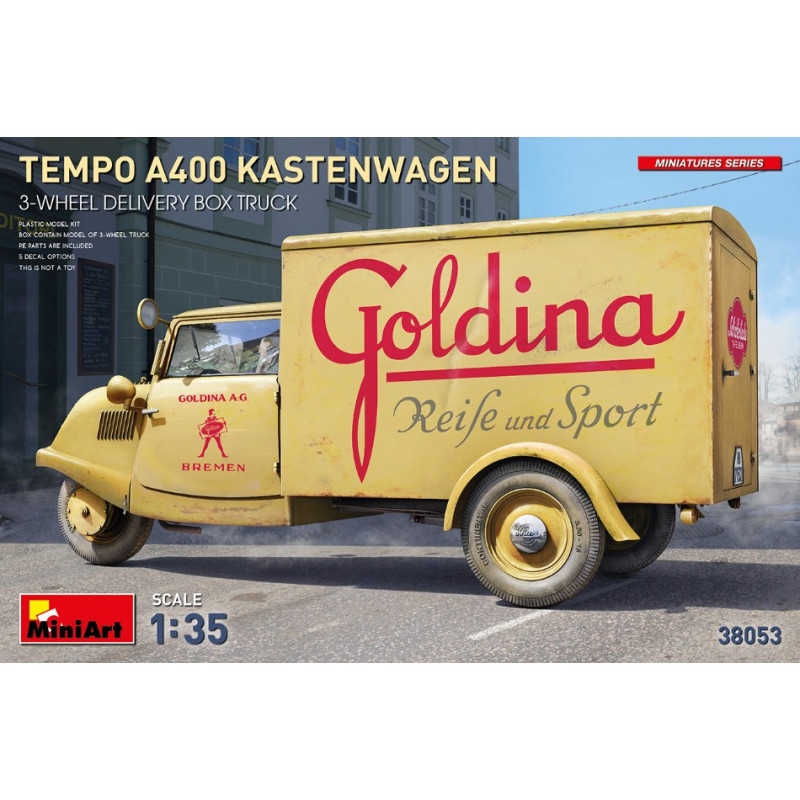 1:35 Miniart Tempo A400 Kastenwagen 3 WHEEL Delivery BOX Truck KIT