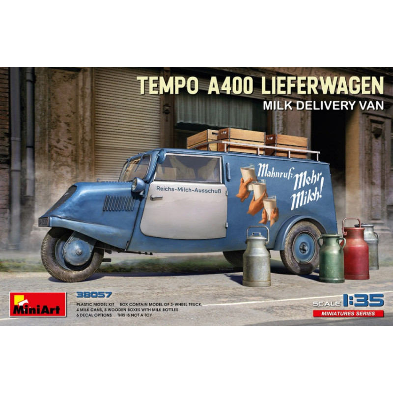 1:35 Miniart Tempo A400 Lieferwagen Milk Delivery VAN  KIT