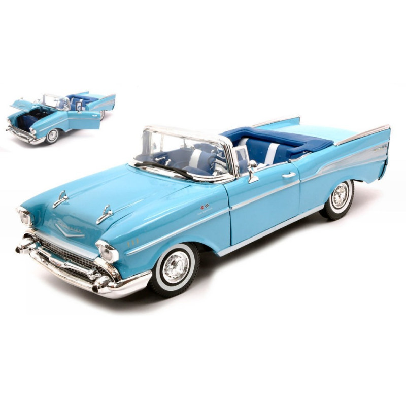 1:18 Motormax Chevrolet BEL AIR Convertible 1957 Blu Chiaro